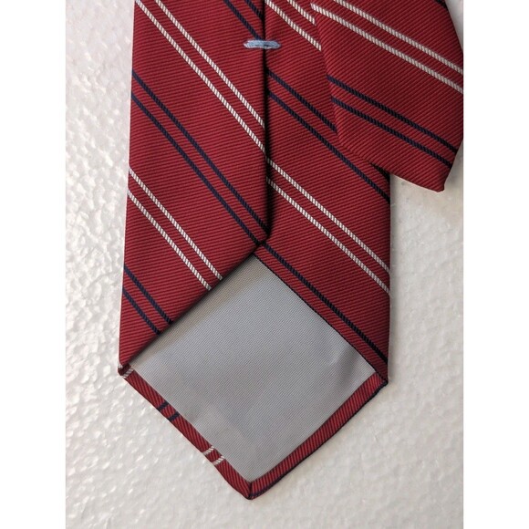 The Sovereign Necktie Red Stripe Pattern Men's Tie Tailored By Barry Workwear - Picture 6 of 7